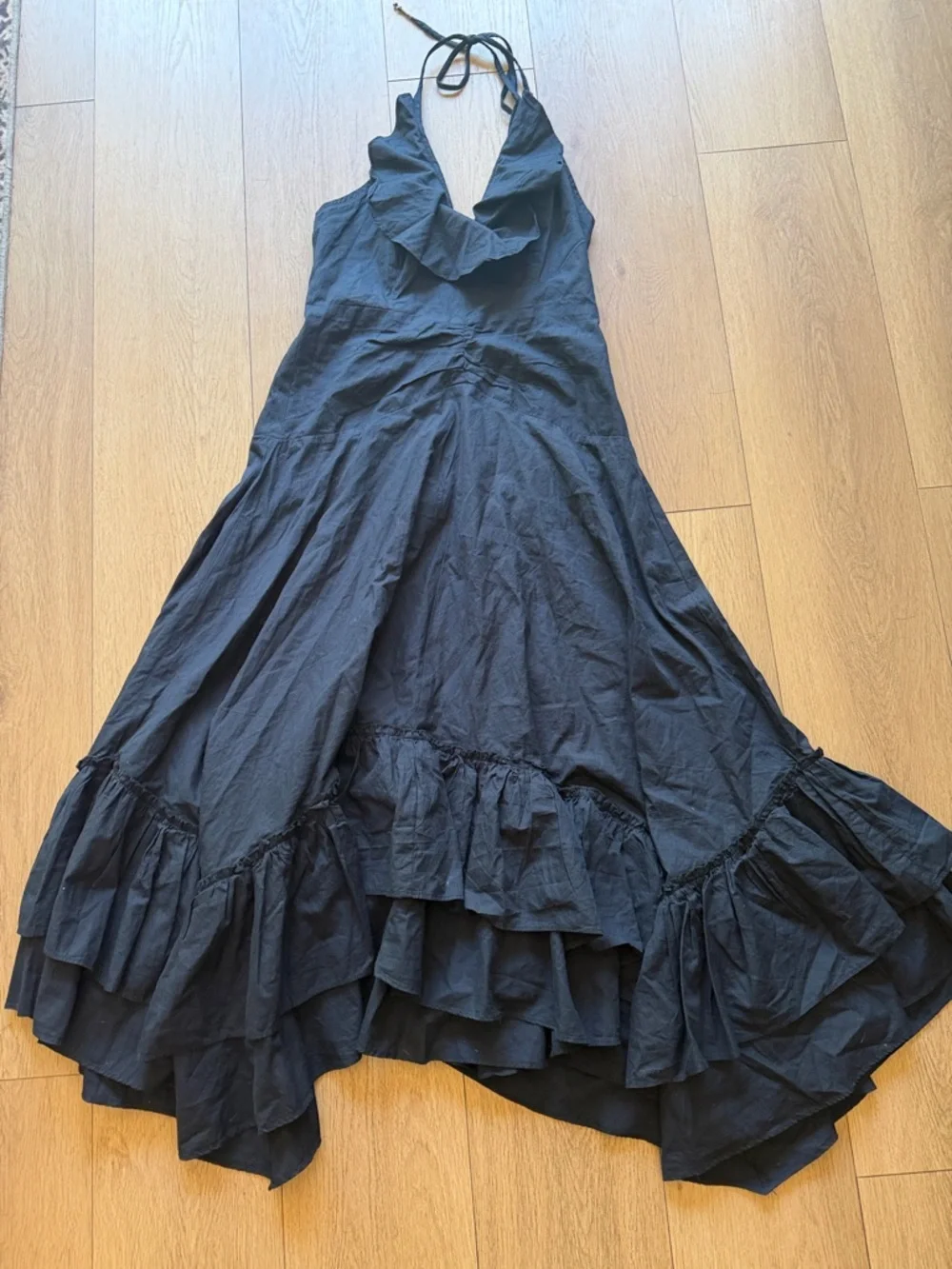 Free People endless summer Black Backless Ruffle Halter Maxi Dress - Picture 3 of 14